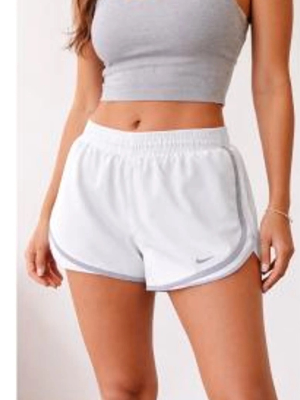 Woman's white Nike Dri fit running shorts size large